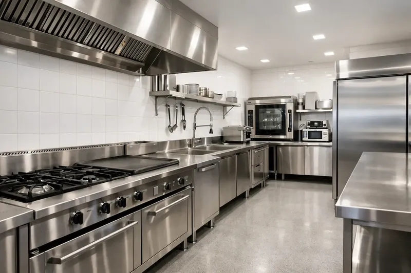 Cuisine professionnelle en inox d'un local commercial