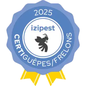 Badge de certification Izipest 2025 Certiguêpes et frelons